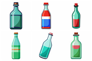 Cartoon Bottles with Colorful Liquid, an Object Graphic by Billah Hub