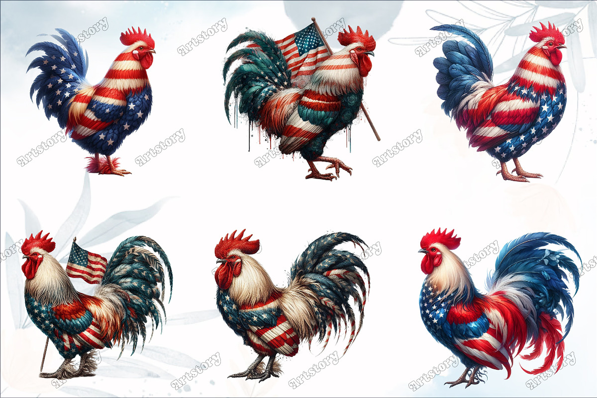 Patriotic USA Chicken Clipart, a Graphic by designcity5 (Photo 2 of 5)
