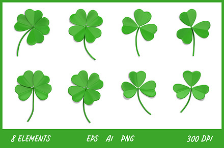 Green clover leaves 3D