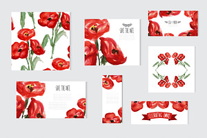 Watercolor Floral Cards With Poppies