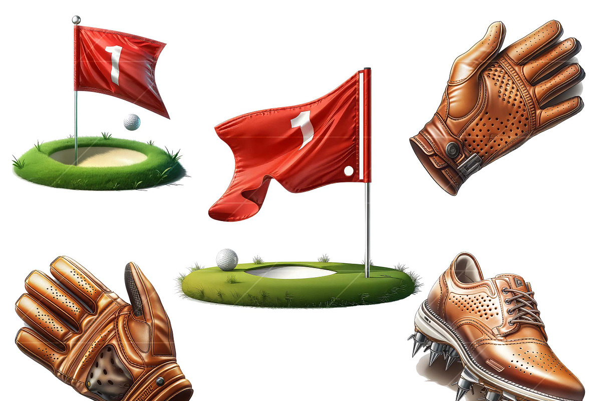 Watercolor Golf Court Clipart Bundle, a Sport Illustration by Design Scotch
