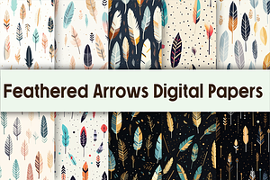 Boho Feathered Arrows Digital Papers