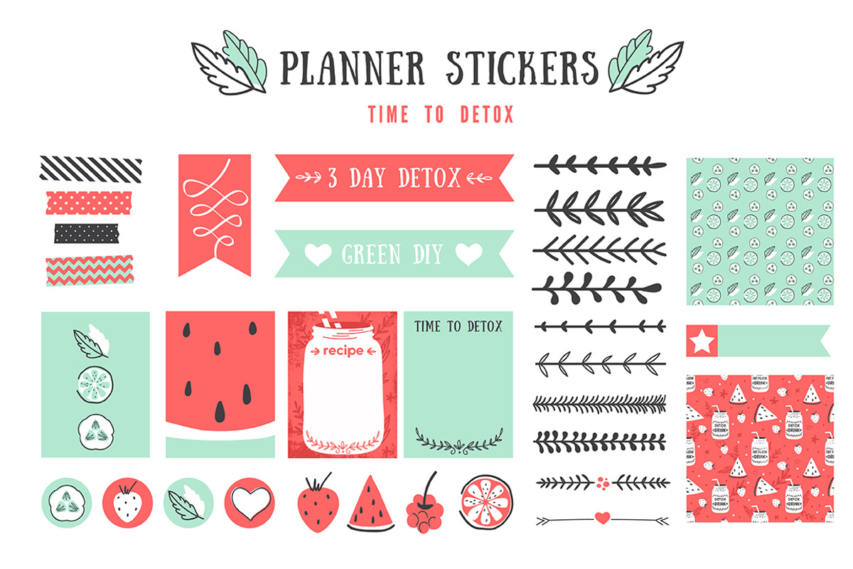 Detox posters and design elements, an Object Graphic by Le Chernina (Photo 3 of 3)