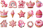 Watercolor Pink Gingerbread Clipart, an Illustration by Designking (Thumbnail 2 of 5)