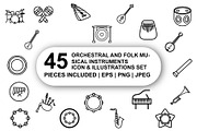 folk musical instruments Icon Set, an Outline Icon by Nurlan's shop (Thumbnail 1 of 6)