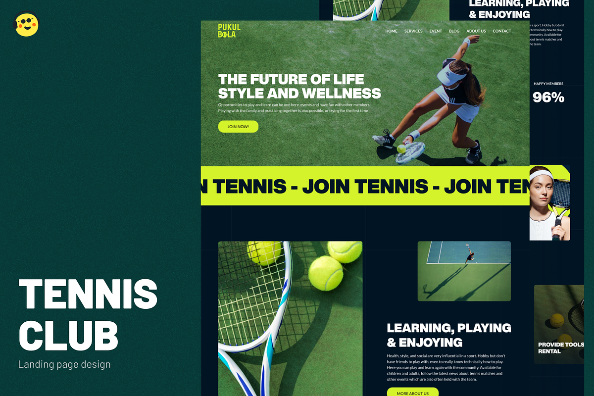 The Ball - Tenis Club - Landing page, an UI Kit Template by Cravve Studio