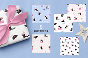 Christmas Puffins Clipart & Patterns, an Animal Illustration by danceyourlife (Thumbnail 6 of 7)