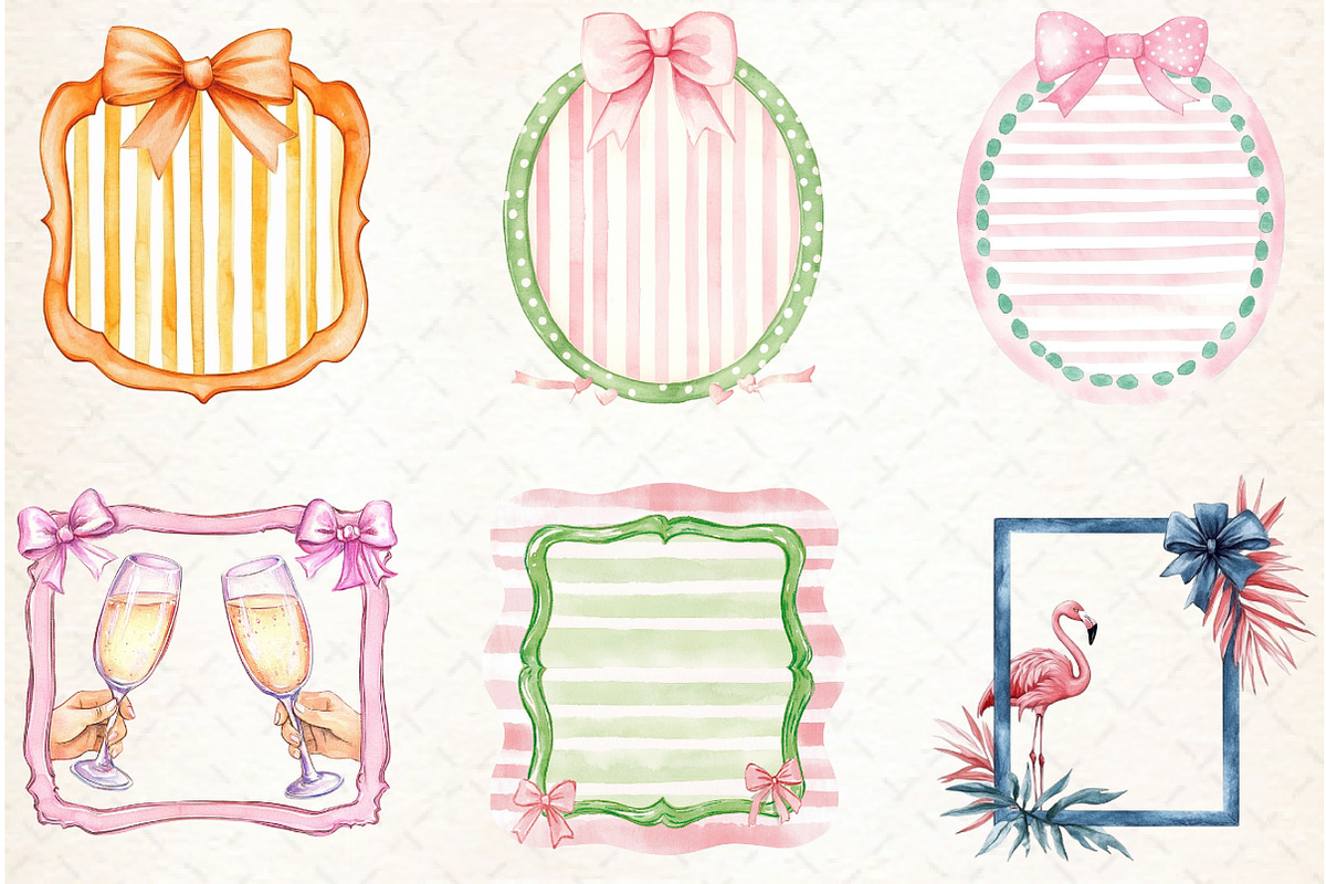 Coquette Summer Frame Clipart Bundle, an Illustration by Libby Wishes (Photo 4 of 6)