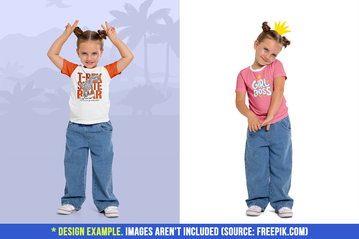 Realistic Kids Girl T-Shirt Mockups, a Shirt Mockup by Hi, Mock-Up! (Photo 8 of 13)