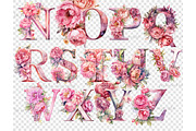 Pink Peonies Alphabet Letters, a Decorative Illustration by GlamArtZhanna (Thumbnail 5 of 5)