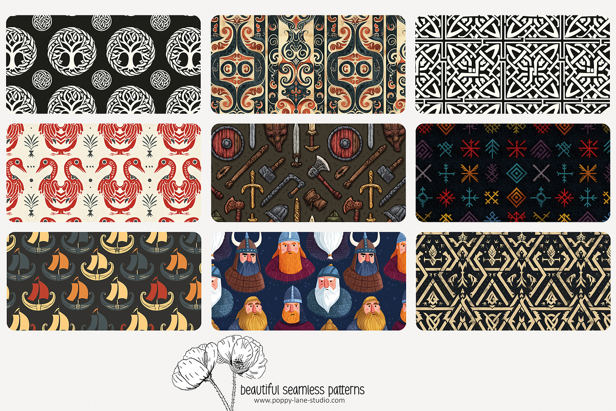 80 Viking seamless pattern, a Pattern Graphic by Poppy Lane Studio (Photo 8 of 11)