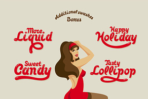 Pin Up Font And Illustration