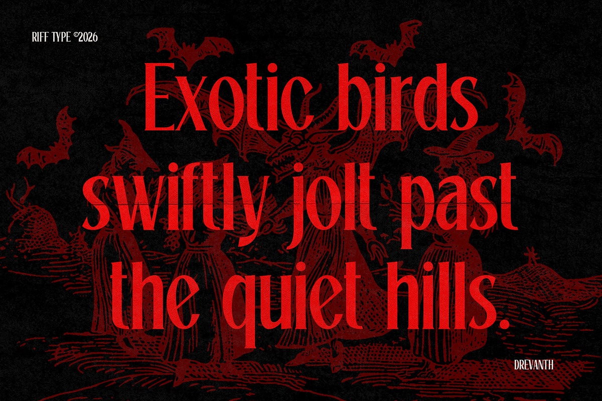 Drevanth - Darkwave Gothic Font, a Font by riff.type (Photo 3 of 10)