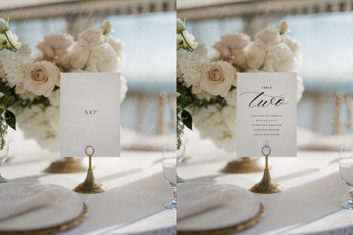 Wedding Table Sign Mockup Gold Stand, a Product Mockup by TatiMockup (Photo 2 of 3)