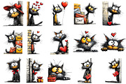 Valentine Peeking Black Cat Clipart, an Illustration by OK Design (Thumbnail 2 of 6)