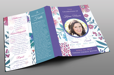 Floral Funeral Program 