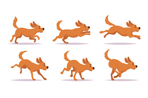 Running dog. Cute cartoon domestic, an Animal Illustration by Onyx