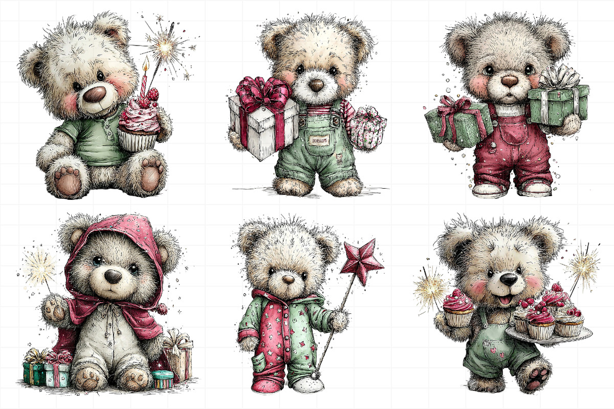 Birthday Teddy Bear Clipart Bundle, an Illustration by Daily.Designs (Photo 4 of 8)