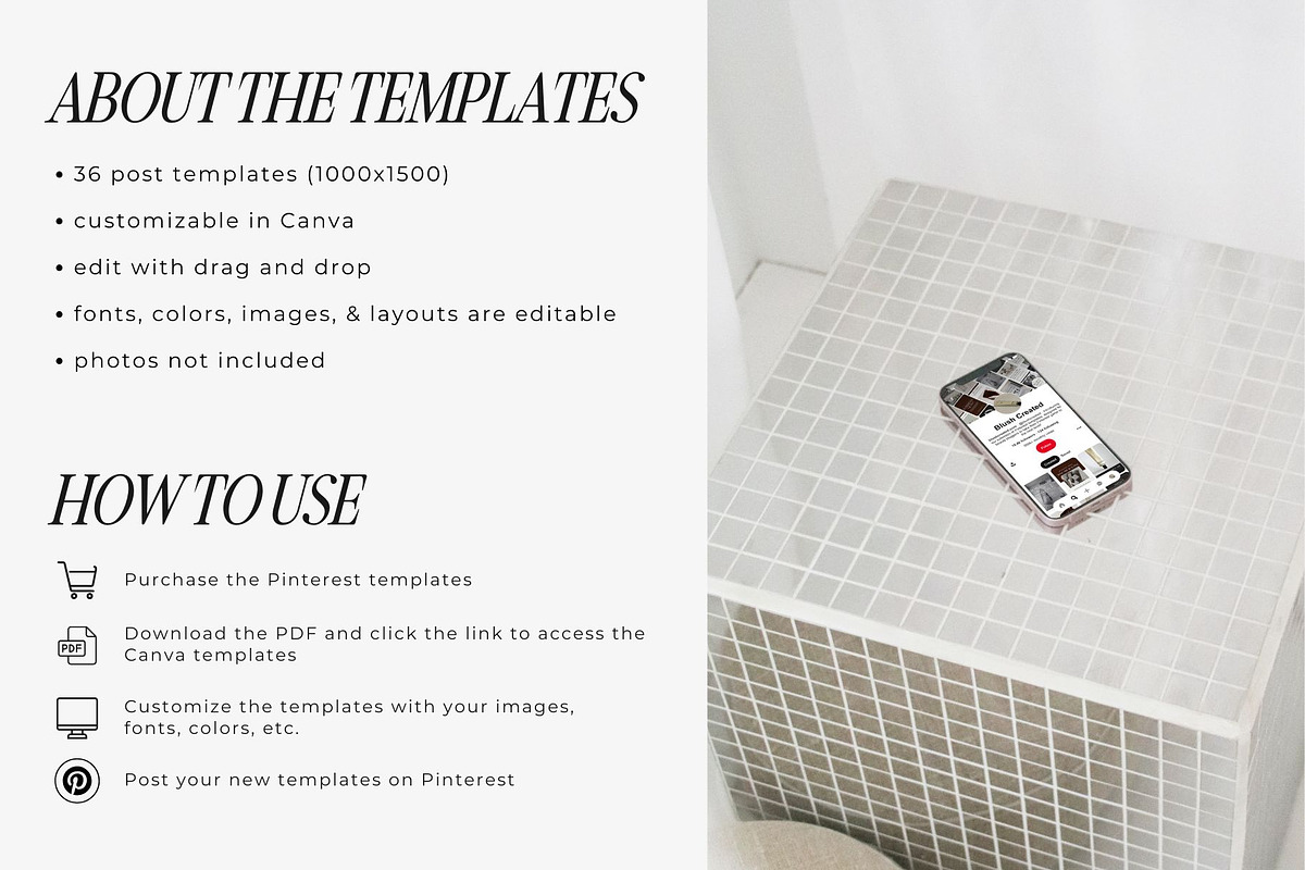 Beauty Blogger Pinterest Templates, a Social Media Template by Blush Created (Photo 2 of 9)