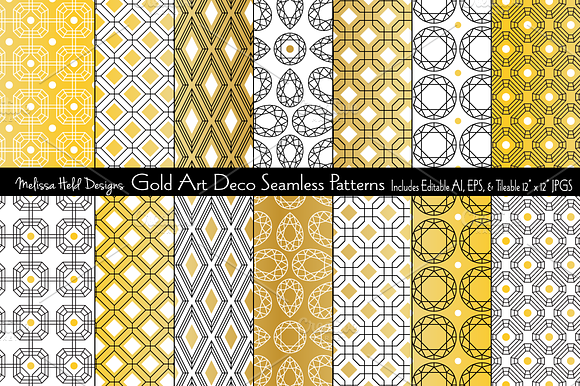 Gold Art Deco Seamless Patterns preview 7
