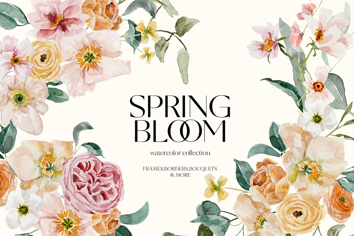 Spring summer flowers watercolor set, an Illustration by Grace Noboa Illustrations (Photo 1 of 15)