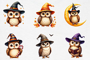 Halloween Owls with Witch Hats Clipa, an Illustration by CrexoraLab (Thumbnail 2 of 5)
