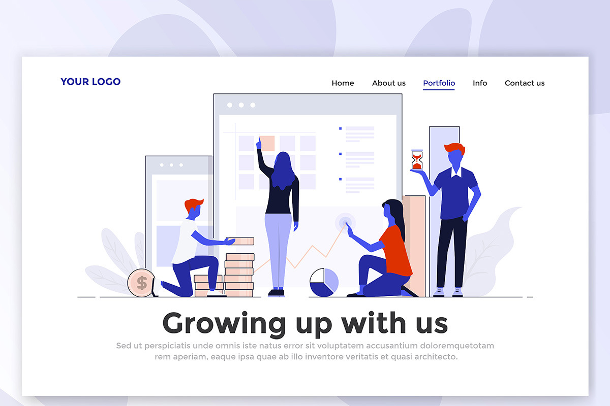 Flat Design Landing page templates, a Person Illustration by Creative Graphics (Photo 6 of 12)