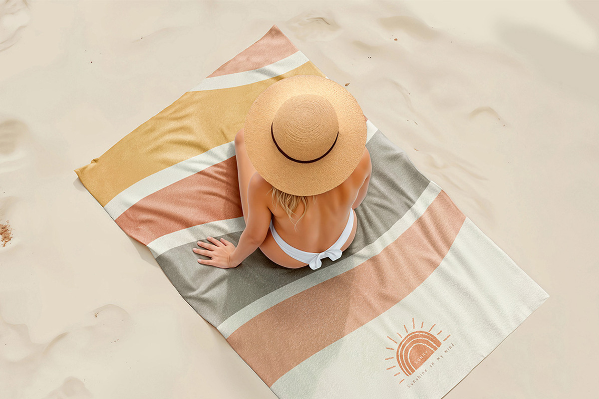 Beach Towel With Woman Mockup, a Product Mockup by rebrandy (Photo 5 of 7)