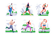 Sports people jogging, running set, a Sport Illustration by Good Studio (Thumbnail 4 of 6)