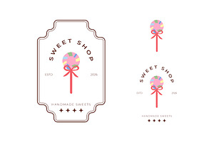 Sweet shop logo design featuring
