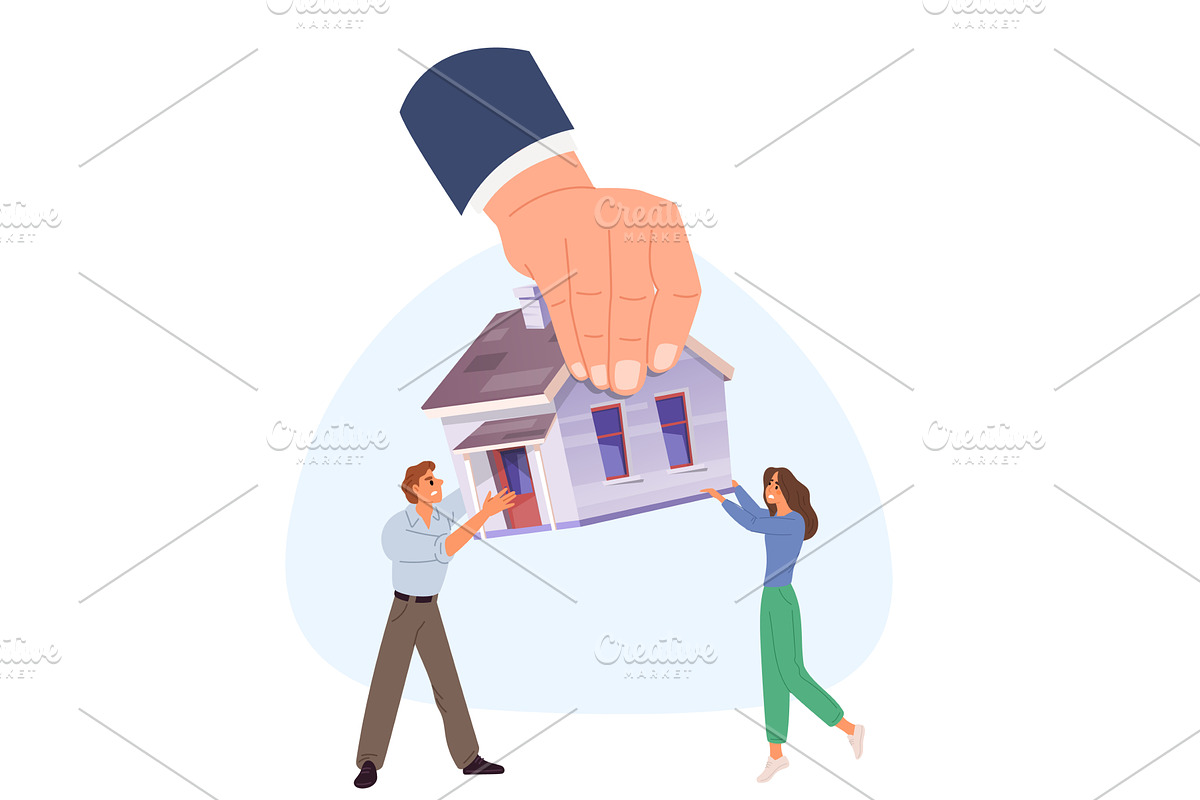 Tagged big legal hand takes home, an Object Illustration by Vectorbuum