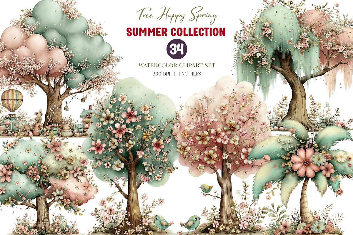 Tree Happy Spring Sublimation, an Illustration by CreationArt (Photo 1 of 10)