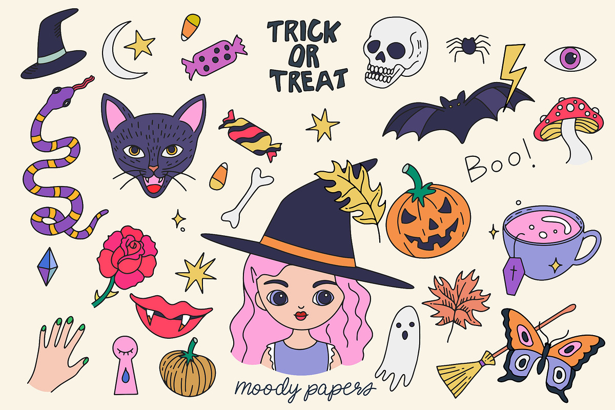 Halloween Clipart, an Illustration by MoodyPapers (Photo 1 of 5)