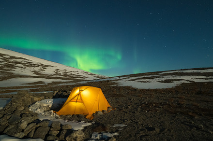Northern Lights over Tent, a Nature Photo by WhiteMountMedia