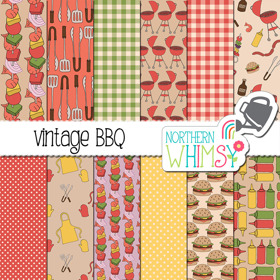 Summer BBQ Patterns - Vintage Colors, a Pattern Graphic by Northern ...