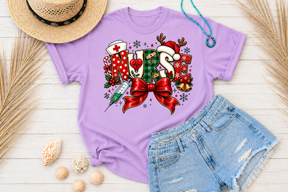 Nurse Christmas Sublimation PNG, a Seasonal Illustration by Rose Art (Photo 4 of 4)