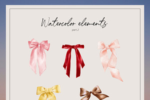 RIBBON BOWS Watercolor Pack