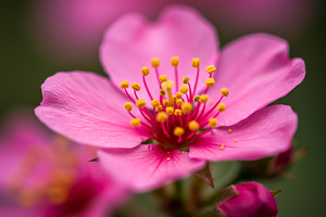 Macro close-up of a pink flower with, a Nature Photo by professorinc