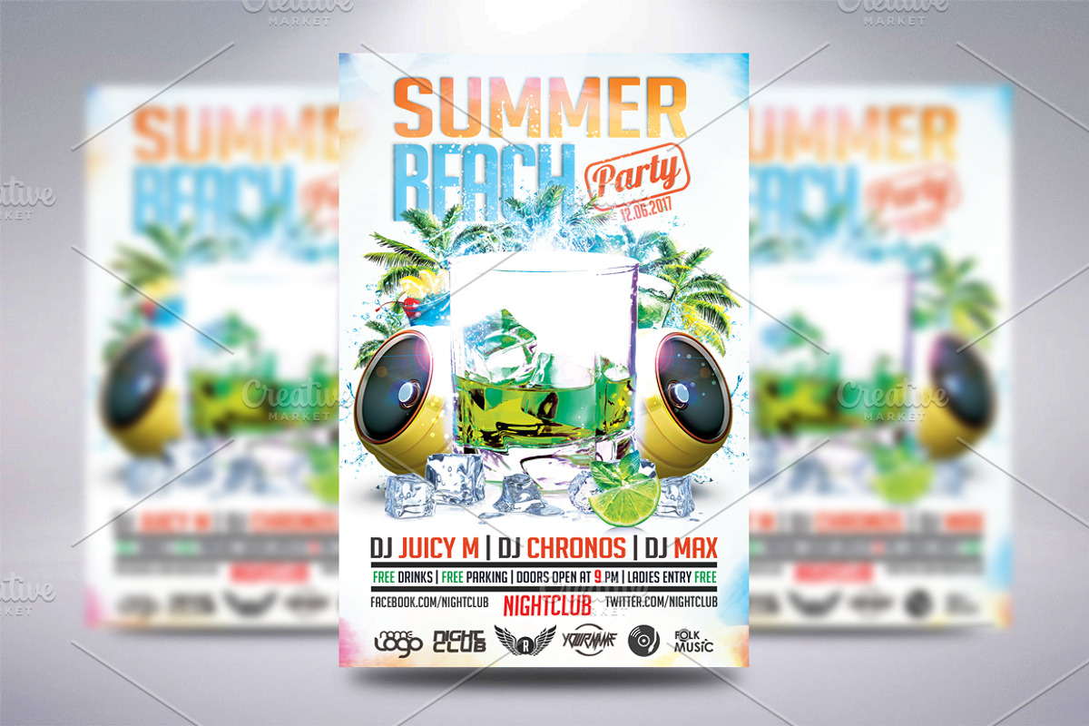 Summer Party Flyers Bundle, a Flyer Template by CREATIVE DUDE (Photo 9 of 18)
