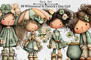 Whimsical St Patrick's Day Girl Clip, a Seasonal Illustration by Rose Art (Thumbnail 1 of 6)