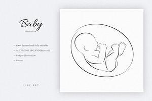 Babi. Line Art Illustration