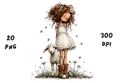 Whimsical Floral Girl & Lamb, an Animal Illustration by GiraffeCreative (Thumbnail 15 of 20)