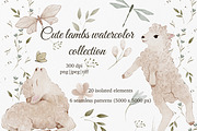 Cute Lambs Watercolor animal set, an Animal Illustration by ZabolotnaArt (Thumbnail 1 of 10)