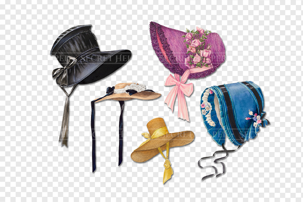 Vintage Bonnet & Hat Clipart, an Illustration by Secret Helper (Photo 4 of 9)