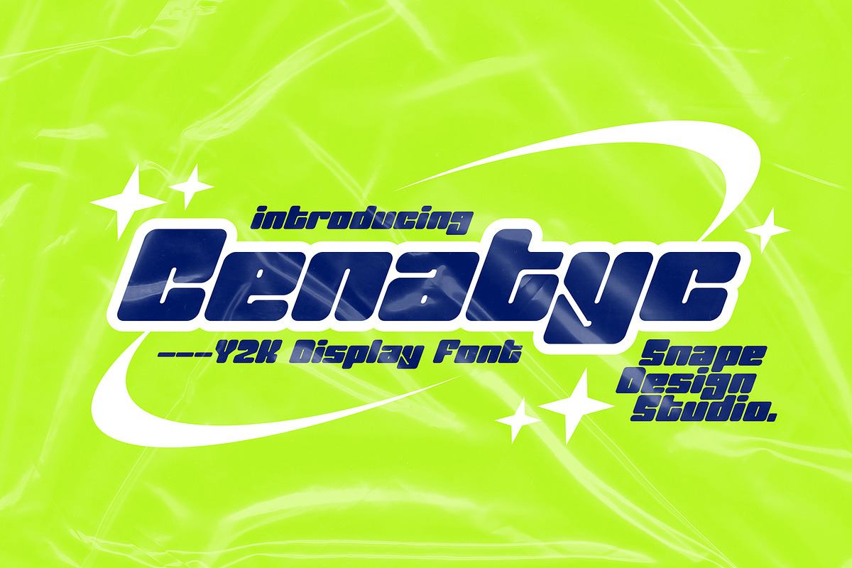 Cenatyc - Y2K Font, a Font by Snape Design Studio (Photo 1 of 5)