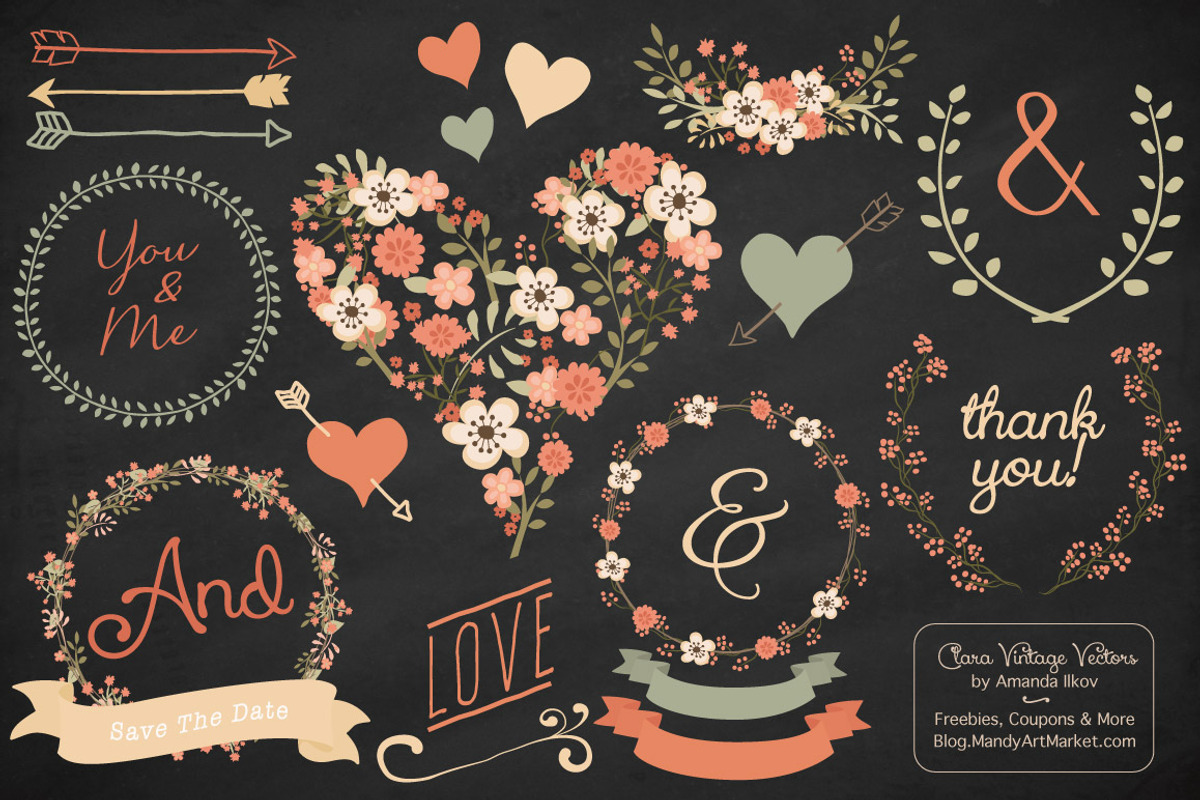 Vector Peach Vintage Flowers, an Illustration by Amanda Ilkov (Photo 2 of 4)