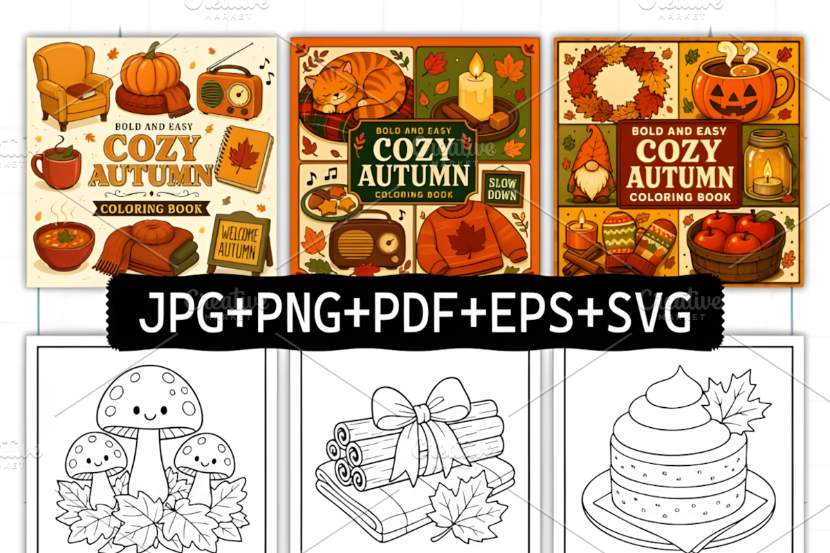 Bold and Easy Cozy Autumn Coloring, a Seasonal Illustration by Coco Bloom (Photo 2 of 3)