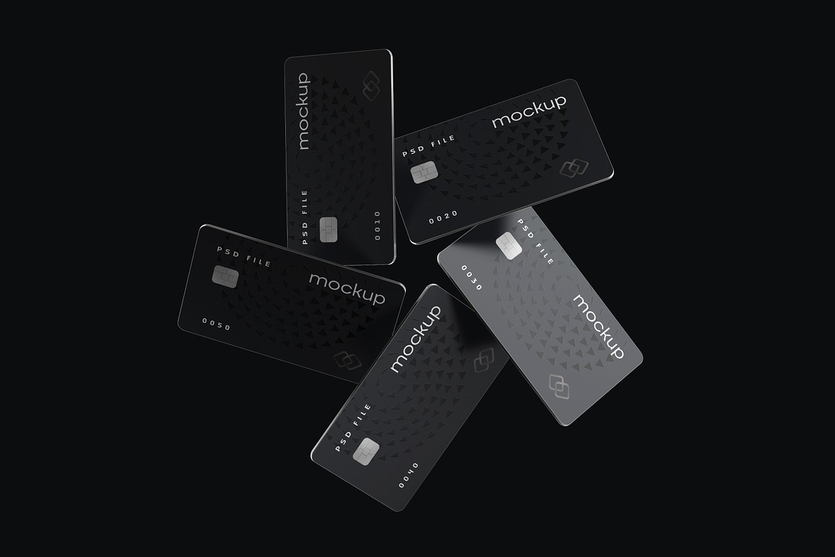 Flying Bank Cards Mockup Set, an Advertising Mockup by mockupatelier (Photo 6 of 9)