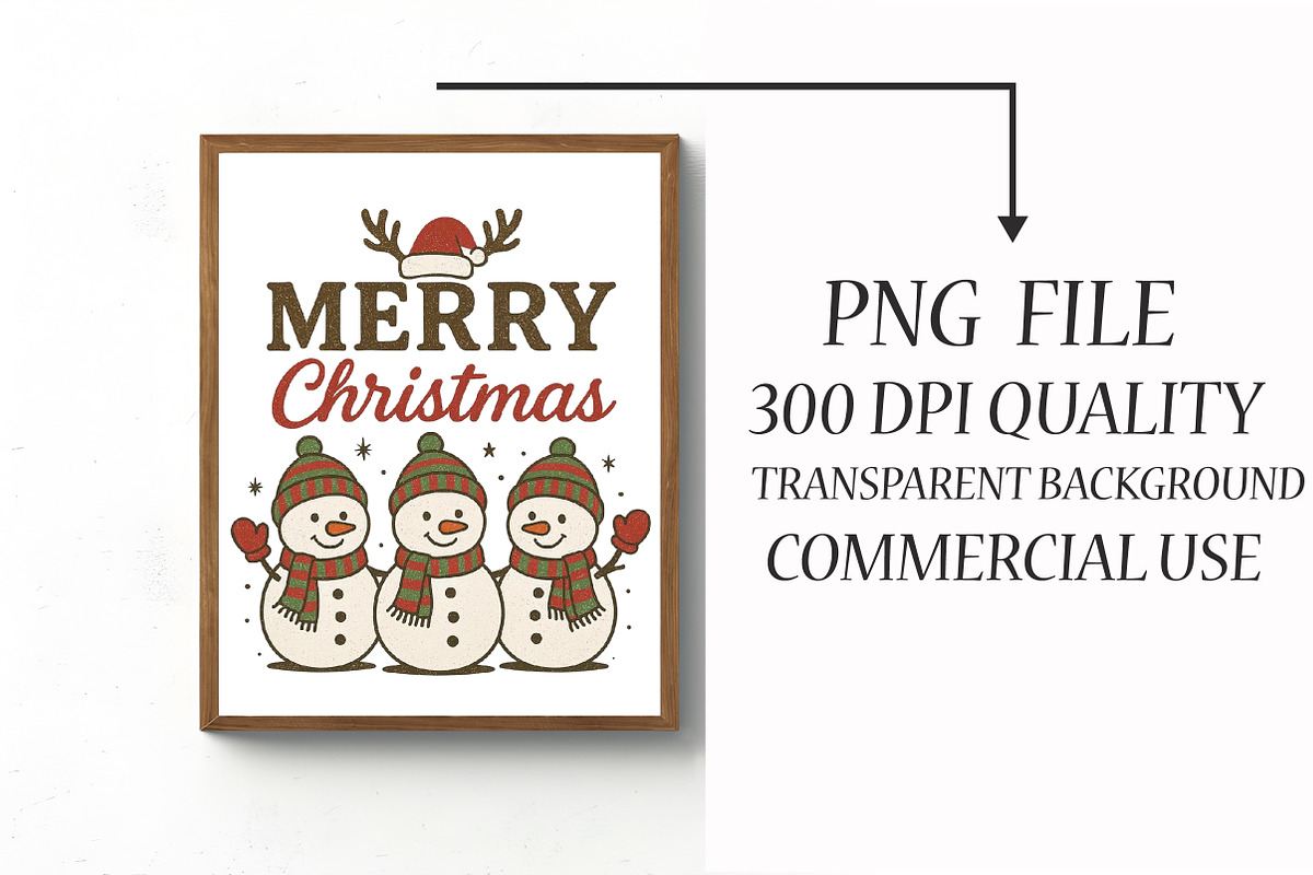 Merry Christmas Snowman Sublimation, an Illustration by Libby Wishes (Photo 3 of 5)