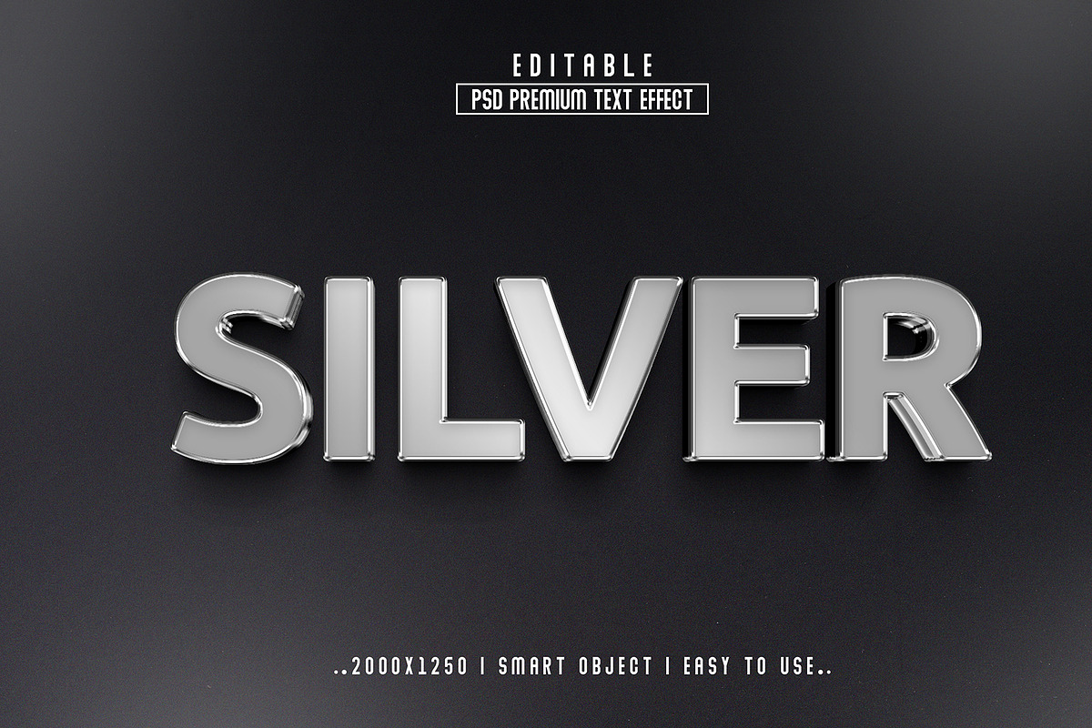 Silver 3D Editable Text Effect Style, a Layer Style Add-On by Md Jahidul99 (Photo 2 of 2)